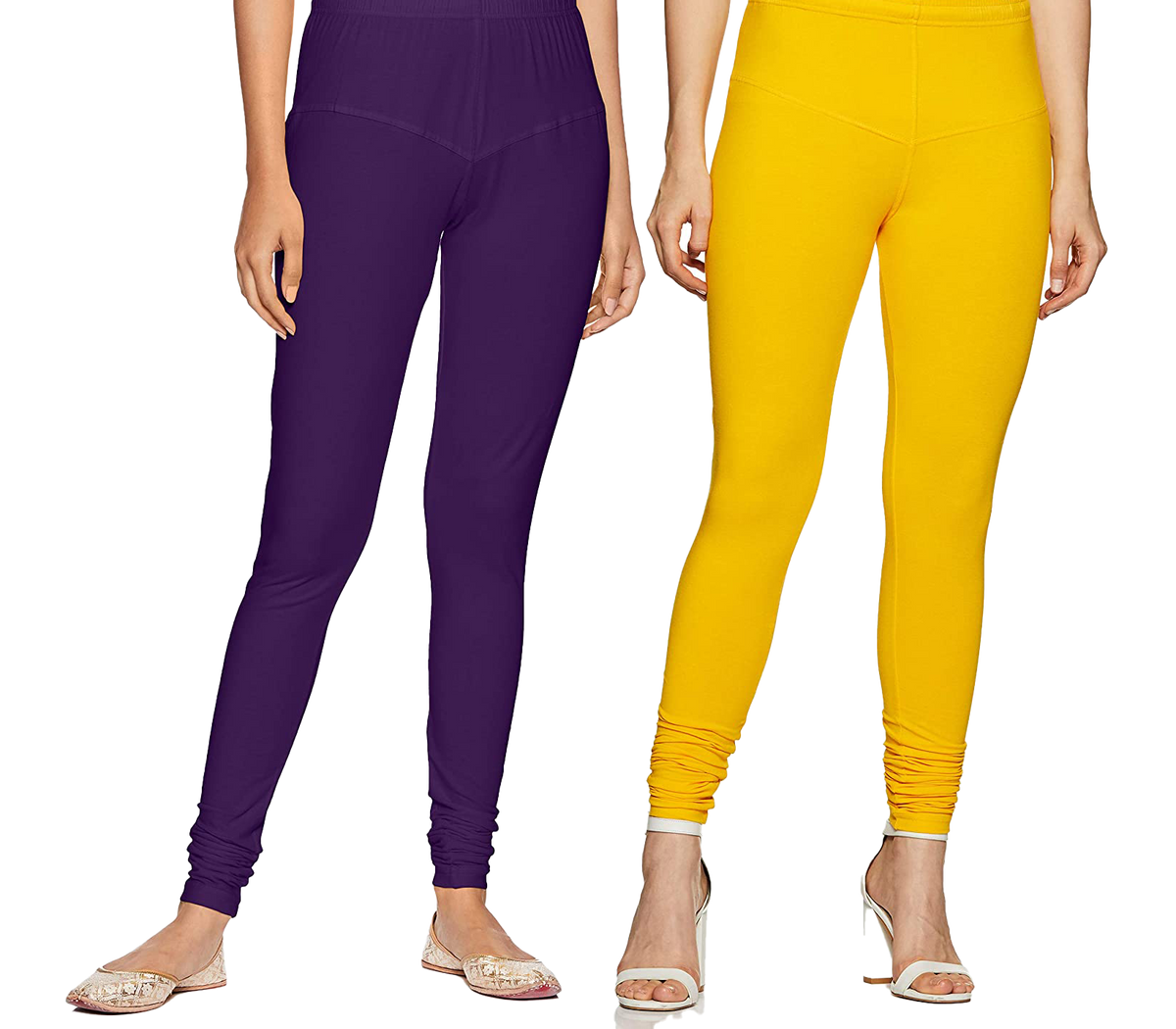 Yellow and Purple Leggings Combo (Pack of 2)