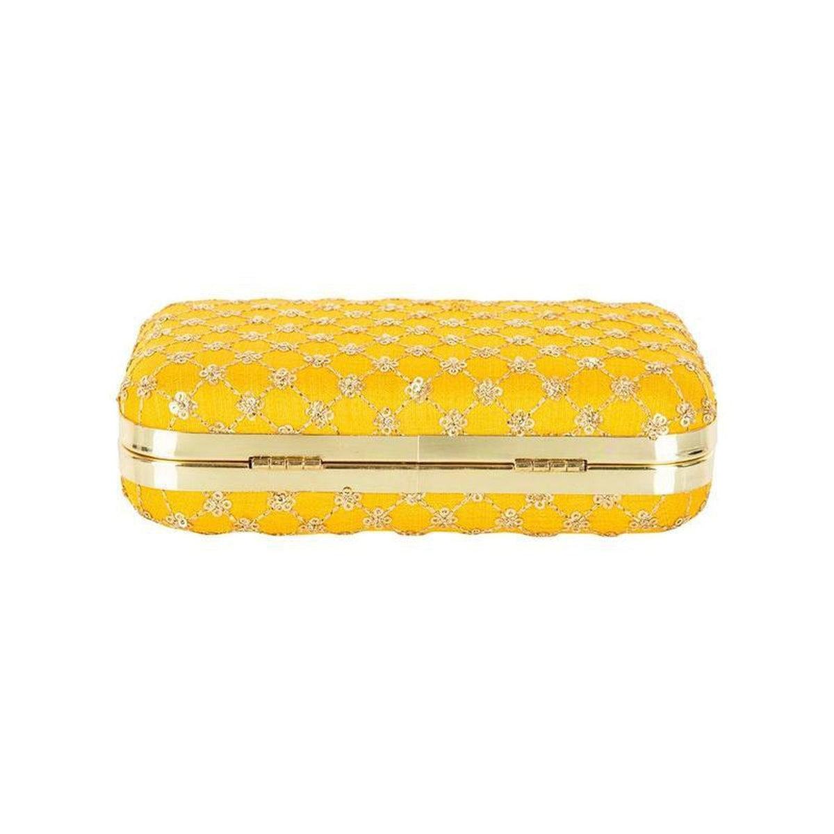 Yellow Handcrafted Embroidered Party Wear Ladies clutch bags