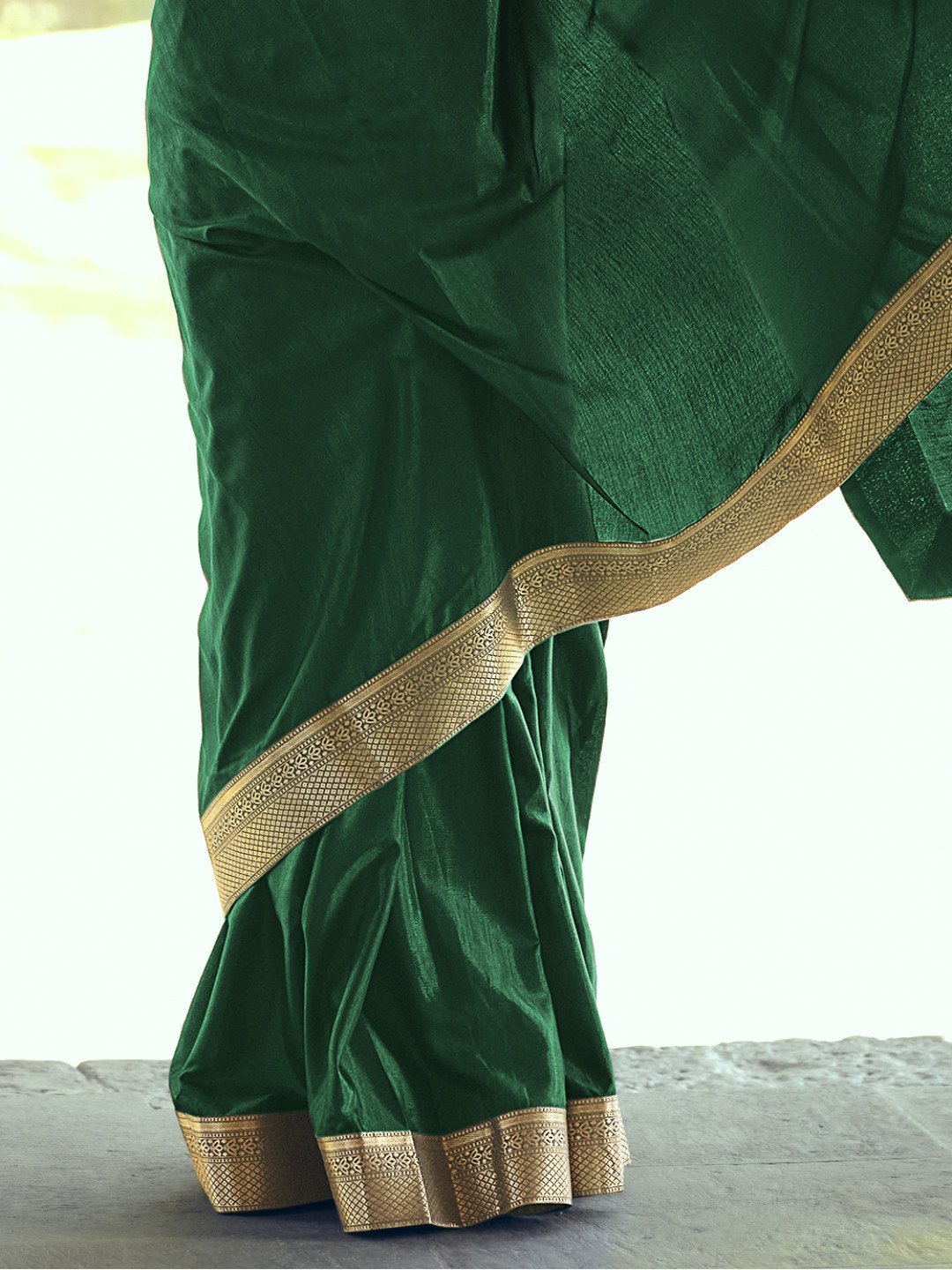 Zari Work Faux Silk Green Designer Women Saree
