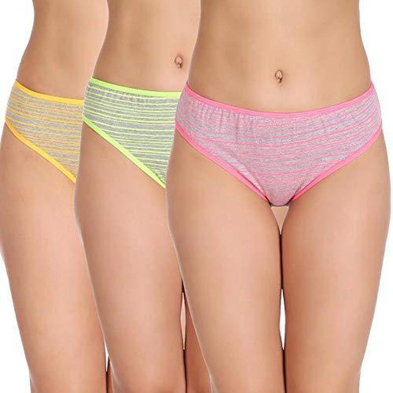 Zoom reveira Women's Multi-Color Cotton Brief Hipster Panty (Pack of 3)