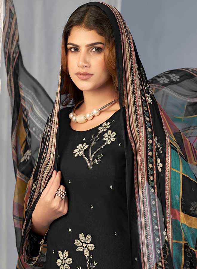 floral printed lawn cotton unstitched suit fabric with matching dupatta