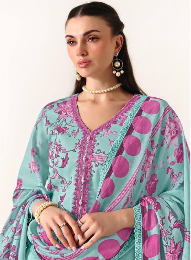 Cotton Unstitched Suit for Women with Embroidery 3PC Dress Material