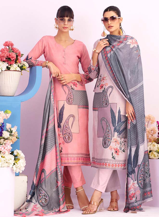 Pure Chanderi Cotton Unstitched Suit for Women