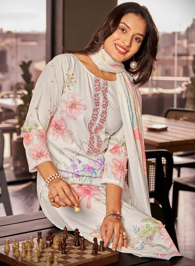 Pure lawn cotton suit