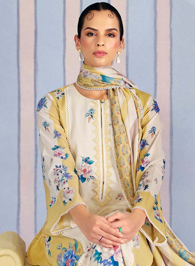 pure lawn cotton unstitched salwar suit