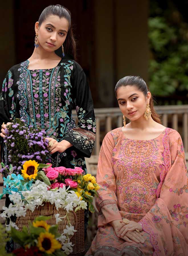 embroidered Pakistani cotton suit dress material for women