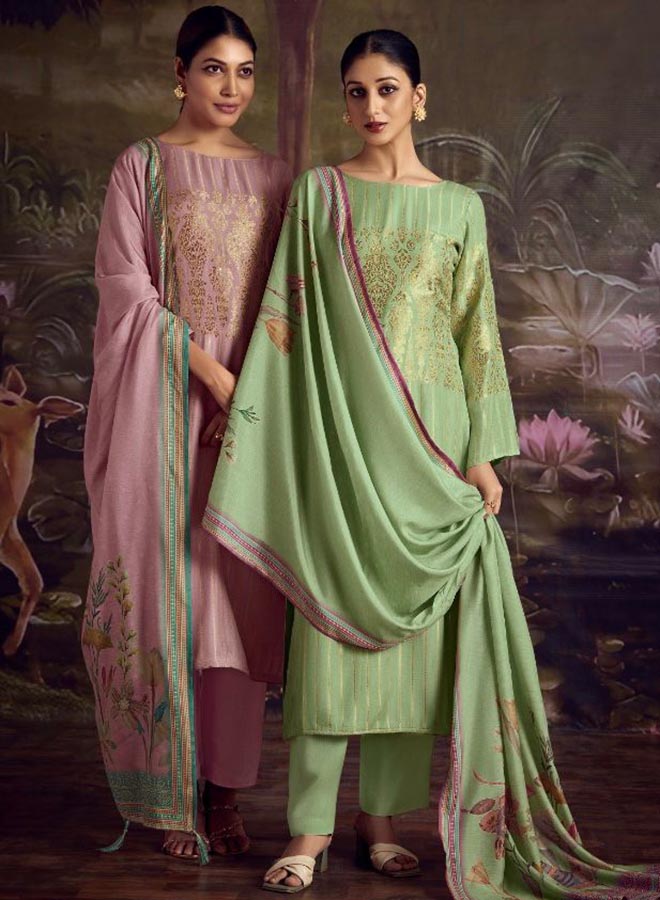 Designer Unstitched Salwar Kameez Material in Pure Silk for Women