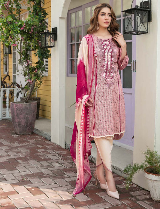 Tehzeeb Lawn by Tawakkal Pakistani Suit Set Beige