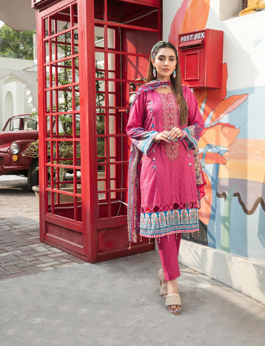 Tehzeeb Lawn by Tawakkal Pakistani Suit Material Pink