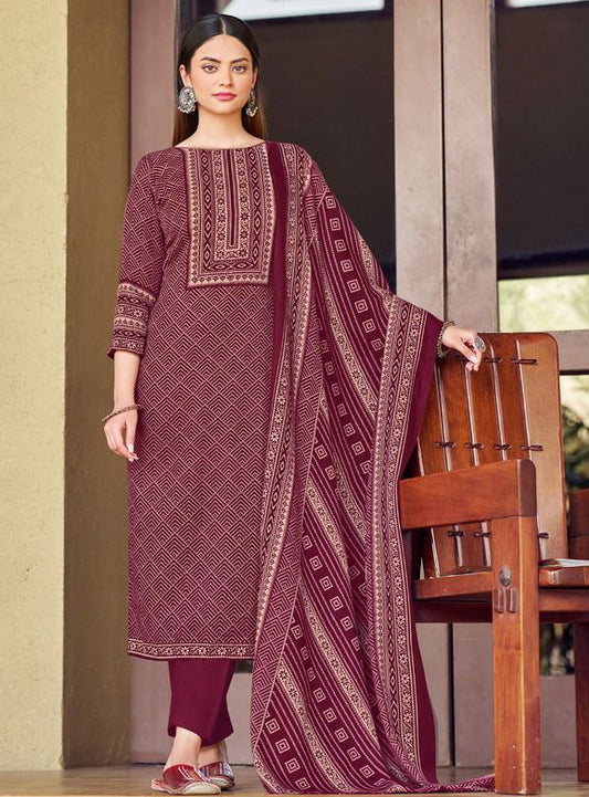 Unstitched Pashmina Woolen Winter Suit Dress Material for Women