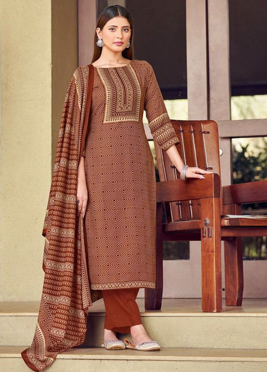 Unstitched Woolen Pashmina Winter Suit Dress Material for Women