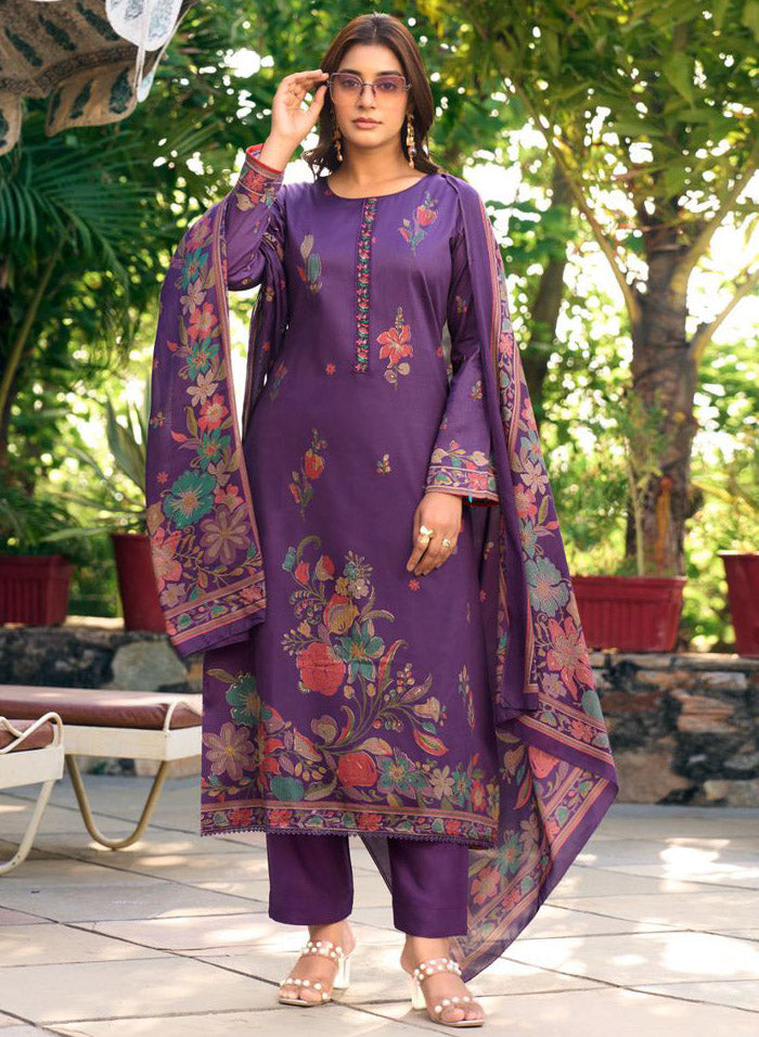 Party Wear Cotton Satin Unstitched Suit Dress Material for Women