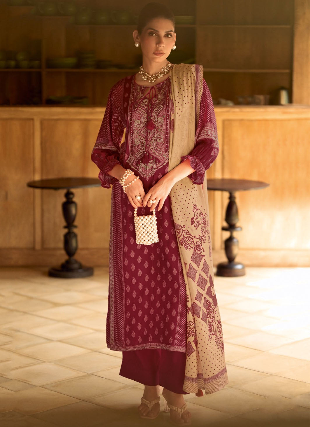 Pakistani Unstitched Muslin Suit Dress Material for Women