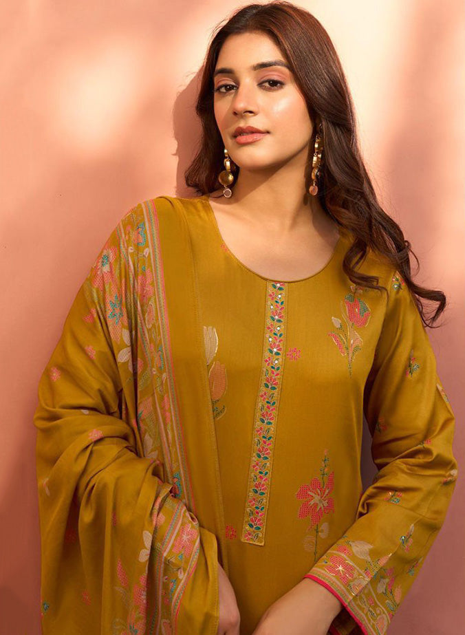 Party Wear Cotton Satin Unstitched Salwar Suit Material for Women