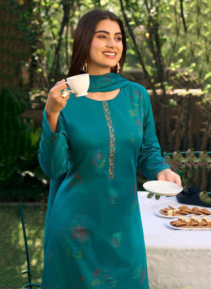 Party Wear Cotton Satin Unstitched Suit Set Dress Material for Women