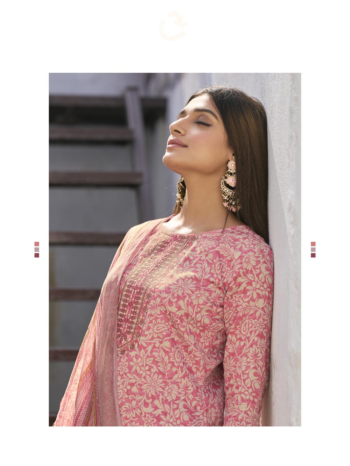 Aqsa Unstitched Cotton Suit Fabric Material with Dupatta Red AQSA