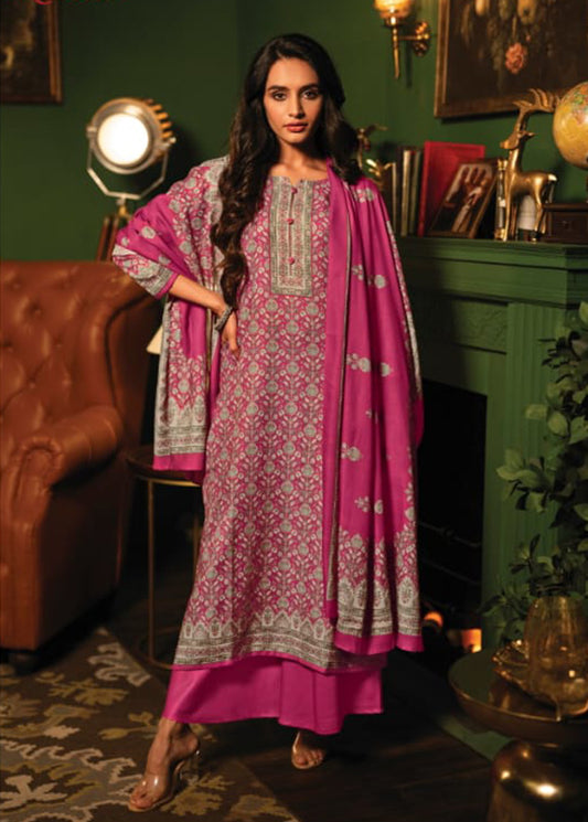 Rivaa Unstitched Pink Cotton Satin Suit Dress Material for Women Rivaa