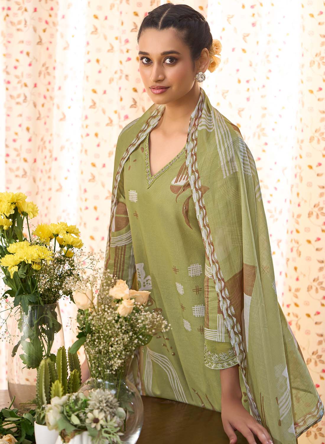 Elegant Pure Cotton Unstitched Suit Fabric for Women with Dupatta
