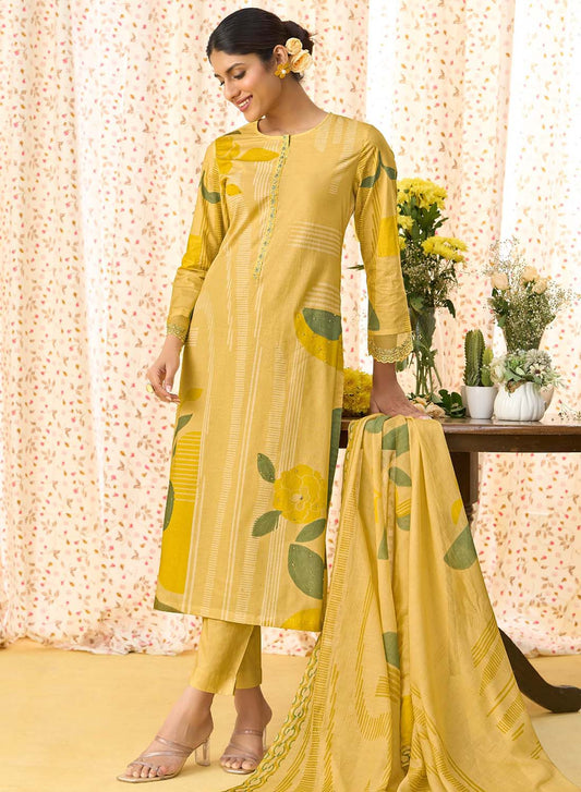 Summer Pure Cotton Unstitched Suit Fabric for Women with Dupatta