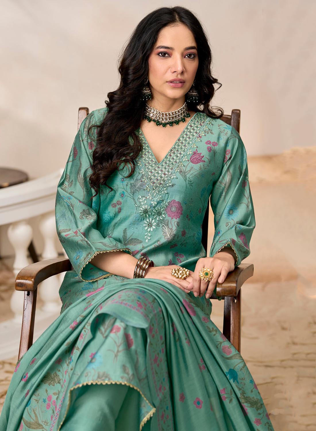 Party Wear Pure Muslin Silk Unstitched Salwar Suit Set Material for Women