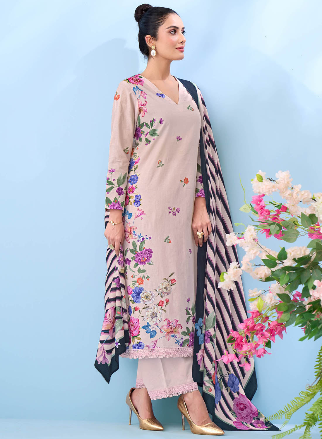 Ladies Pure Cotton Unstitched Salwar Suit Dress Material Set