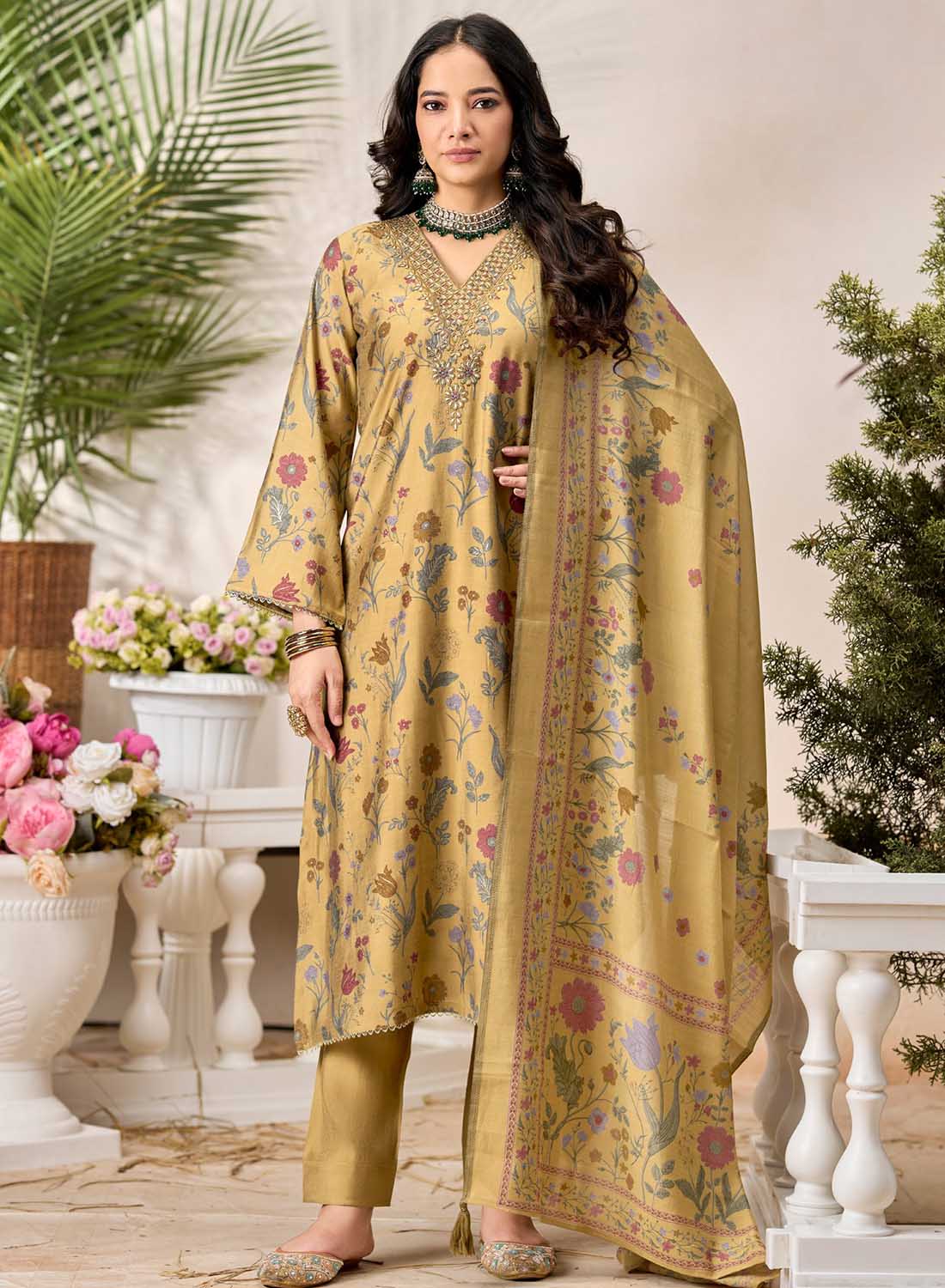 Party Wear Pure Muslin Silk Unstitched Salwar Suit Dress Material for Women
