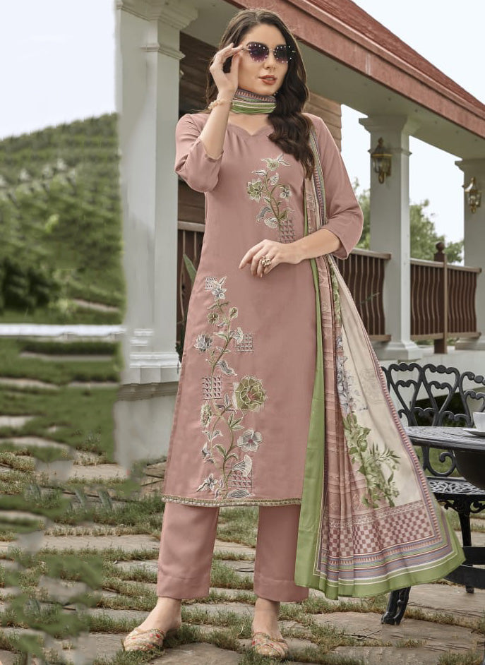 Pashmina Unstitched Winter Salwar Suit Dress Material with Embroidery