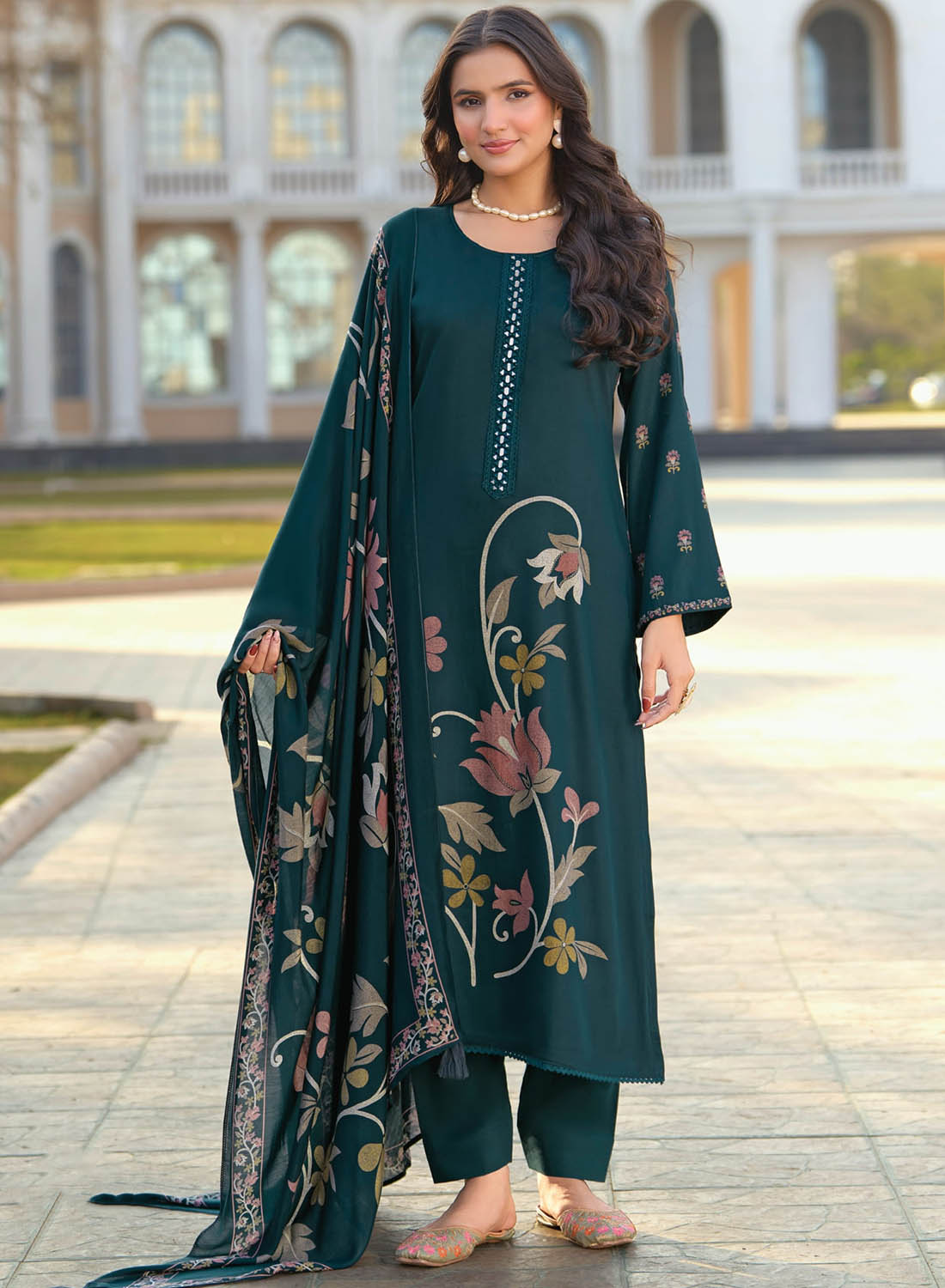 Party Wear Muslin Silk Unstitched Salwar Suit Material for Women