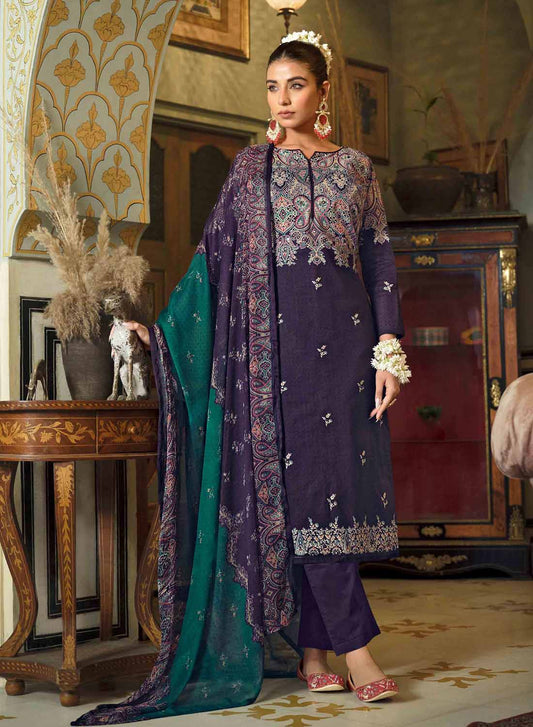 Pure Cotton Printed Blue Unstitched Suit Dress Material for Ladies Zulfat