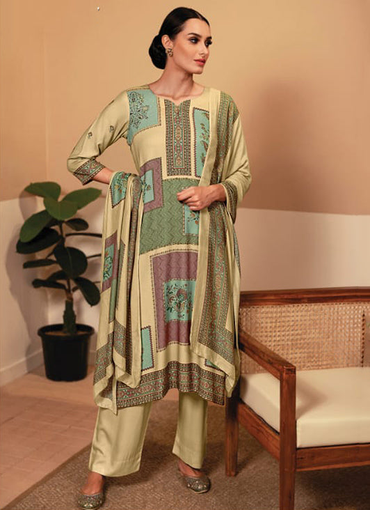 Rivaa Unstitched Cotton Satin Suit Dress Material for Women