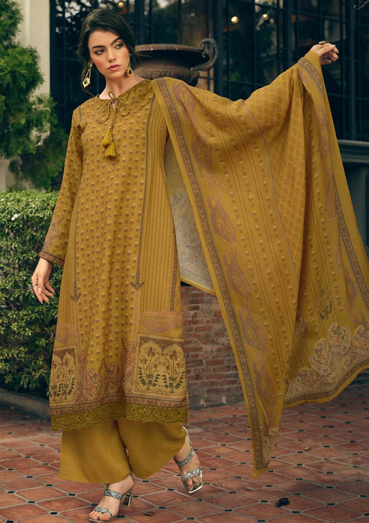 Sadhana Yellow Winter Pashmina Suits Dress Material for Ladies Sadhana