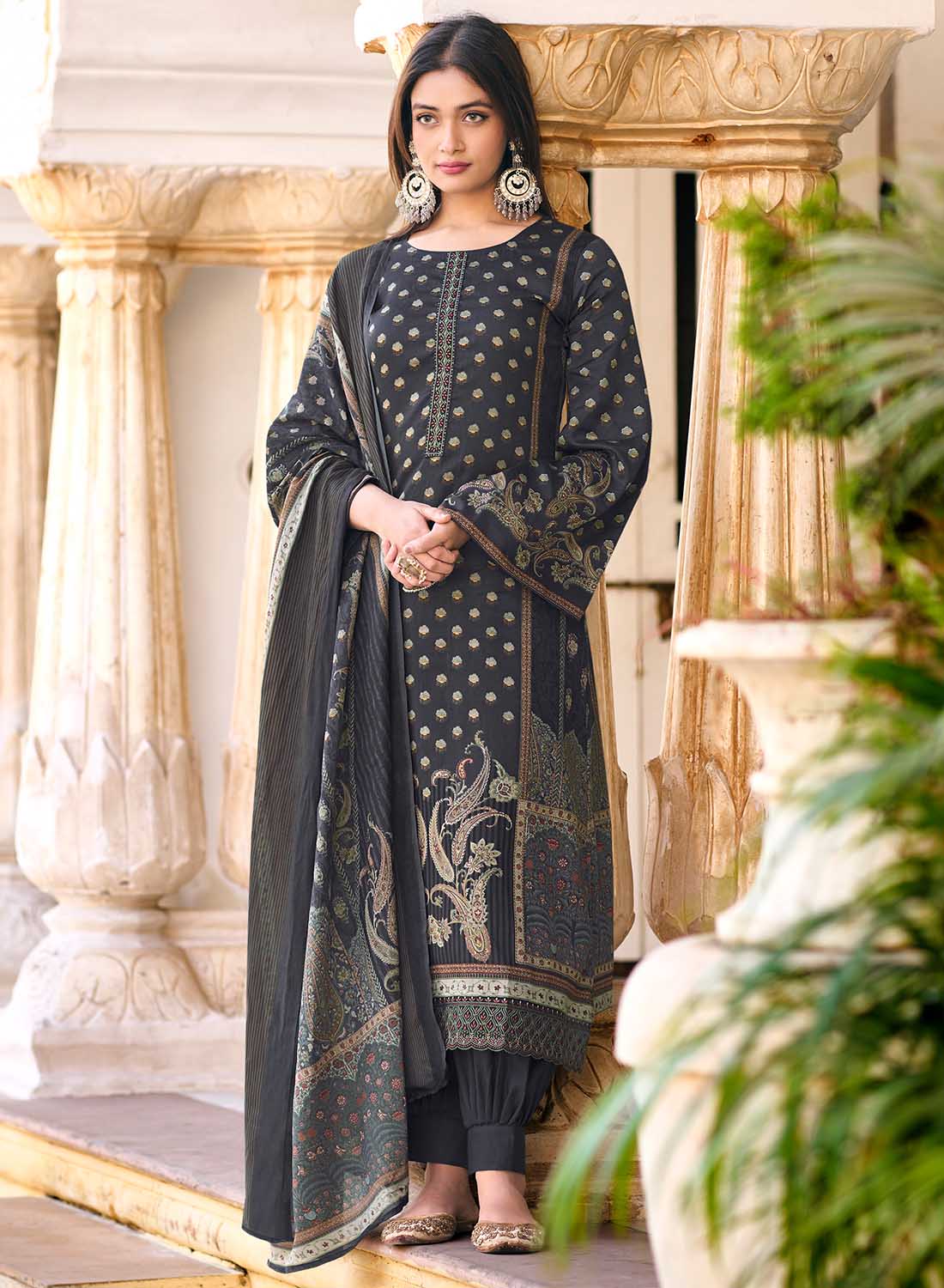 Mumtaz Arts Pure Cotton Satin Unstitched Suit Material with Dupatta