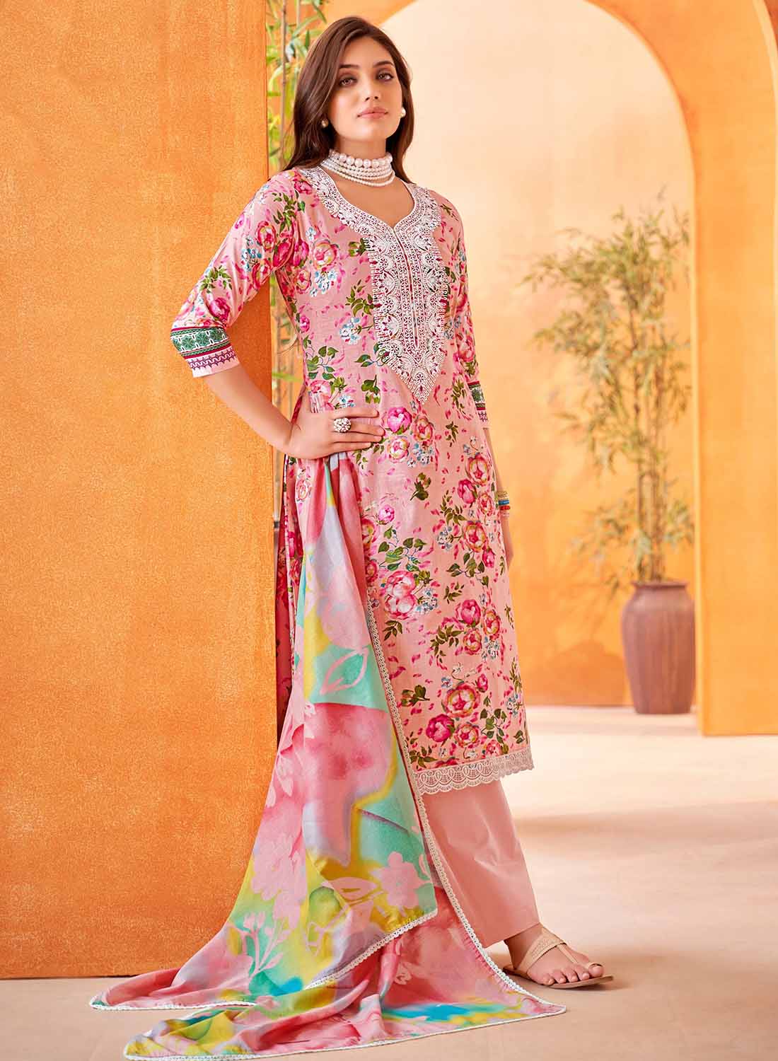 Alok Pure Cambric Cotton Unstitched Suit Dress Material for Women