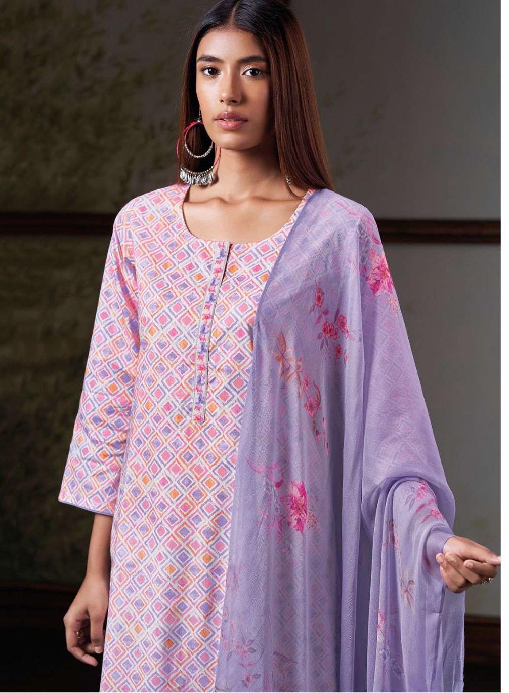 Ganga Pure Cotton Printed Unstitched Suit Material for Women