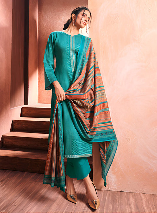 Mumtaz Arts Pure Cotton Satin Unstitched Suit Material with Embroidery