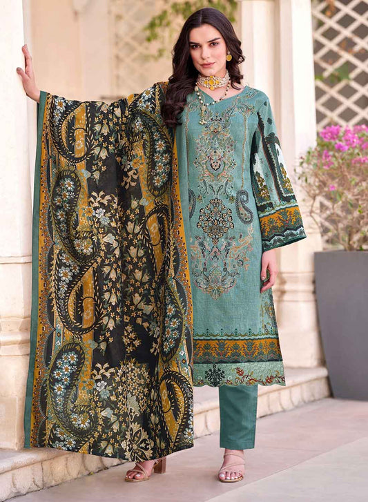 Pure Cotton Pakistani Print Unstitched Suit with Dupatta for Women