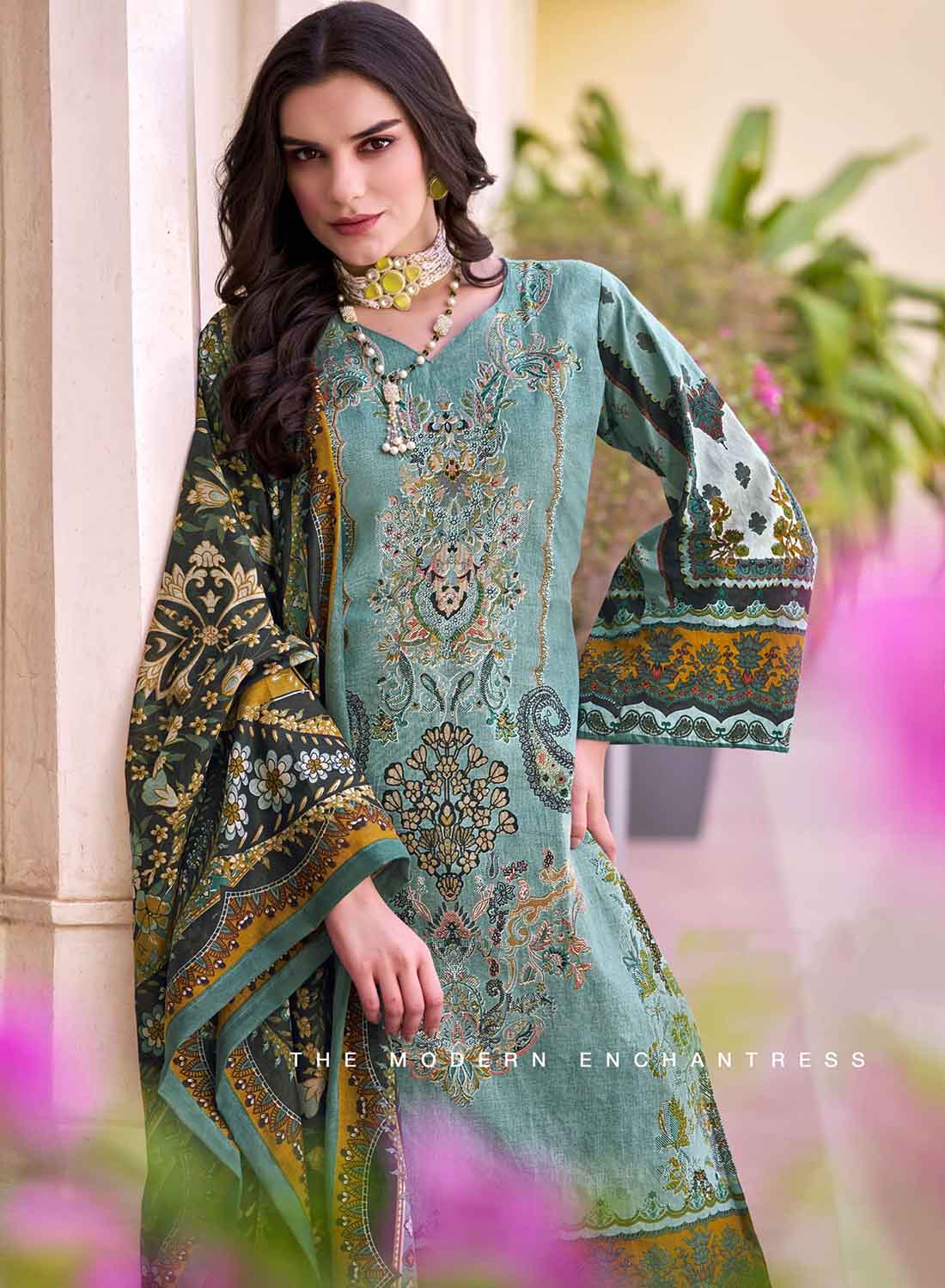 Pure Cotton Pakistani Print Unstitched Suit with Dupatta for Women