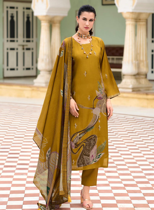 Party Wear Modal Silk Unstitched Salwar Suit Dress Material for Ladies