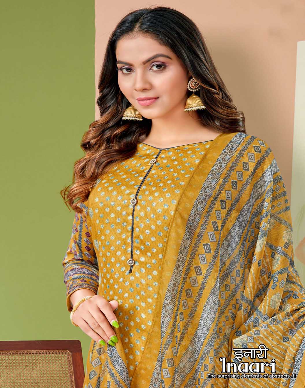 Alok Unstitched Yellow Cotton Salwar Suit Fabric Dress Material for Women
