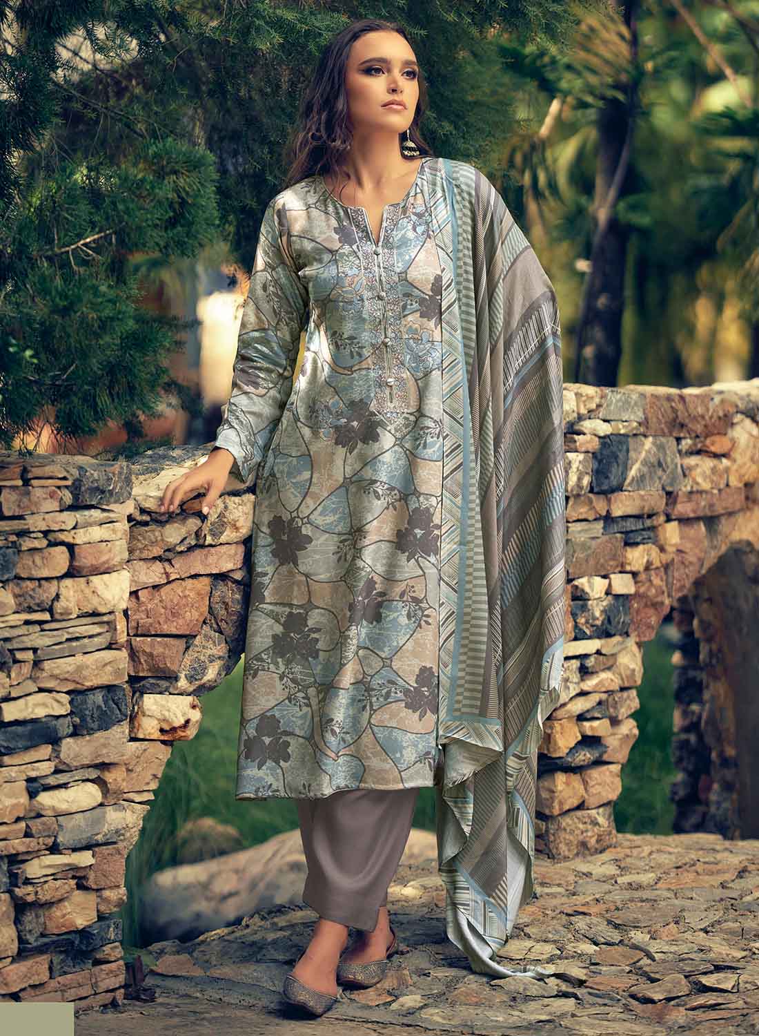 Pure Pashmina Unstitched Winter Suit Dress Material for Women