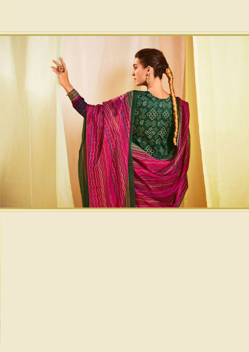 Mumtaz Arts Embroidered Cotton Satin Unstitched Suit Set Green Mumtaz Arts