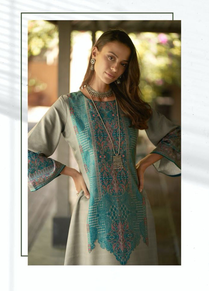 Kesar Pure Pashmina Unstitched Printed Winter Suit Fabric for Ladies Kesar