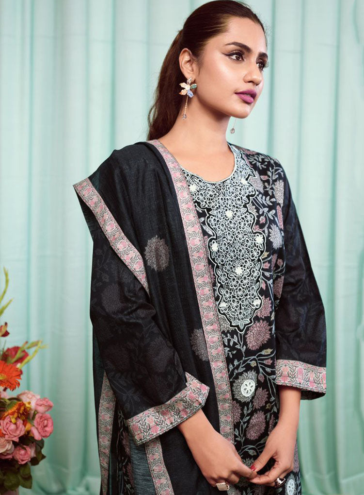 Sahiba Pure Cotton Unstitched Suit Material with Embroidery for Women