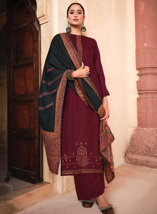 Mumtaz Arts Red Lawn Cotton Unstitched Suit Dress Material for Women