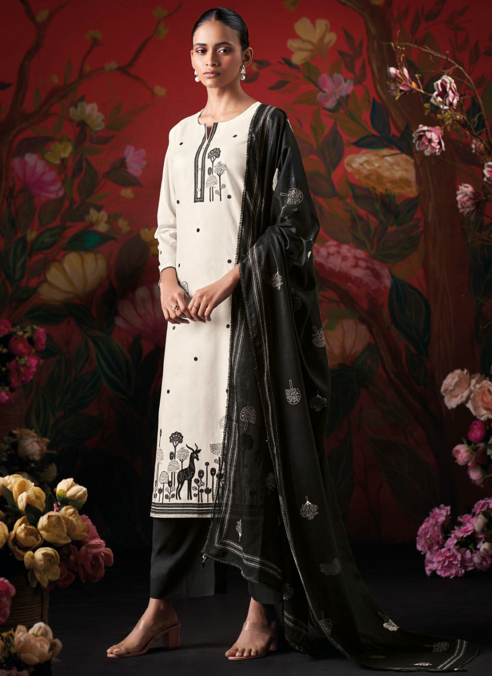 Ganga Pure Cotton Unstitched Salwar Suit Fabric for Ladies