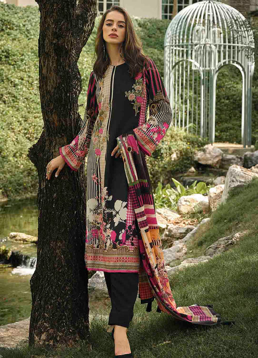Sadhana Unstitched Pashmina Black Winter Suits Material for Ladies Sadhana