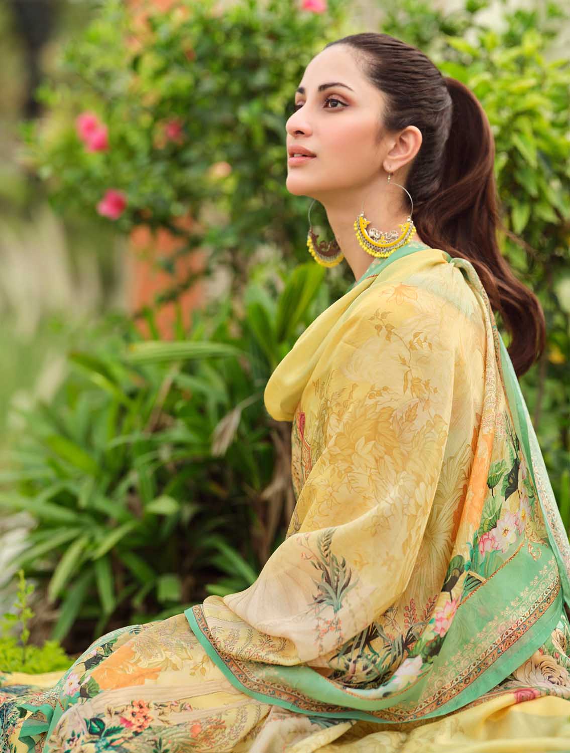 Sadhana Unstitched Women Cotton Suits Dress Material Yellow Sadhana