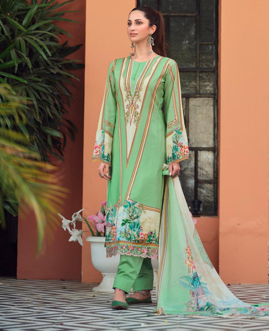 Sadhana Unstitched Cotton Salwar Suits Dress Material Green