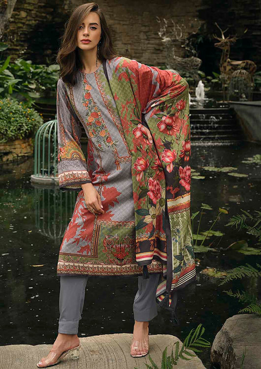 Sadhana Unstitched Grey Pashmina Winter Suit Material for Ladies Sadhana