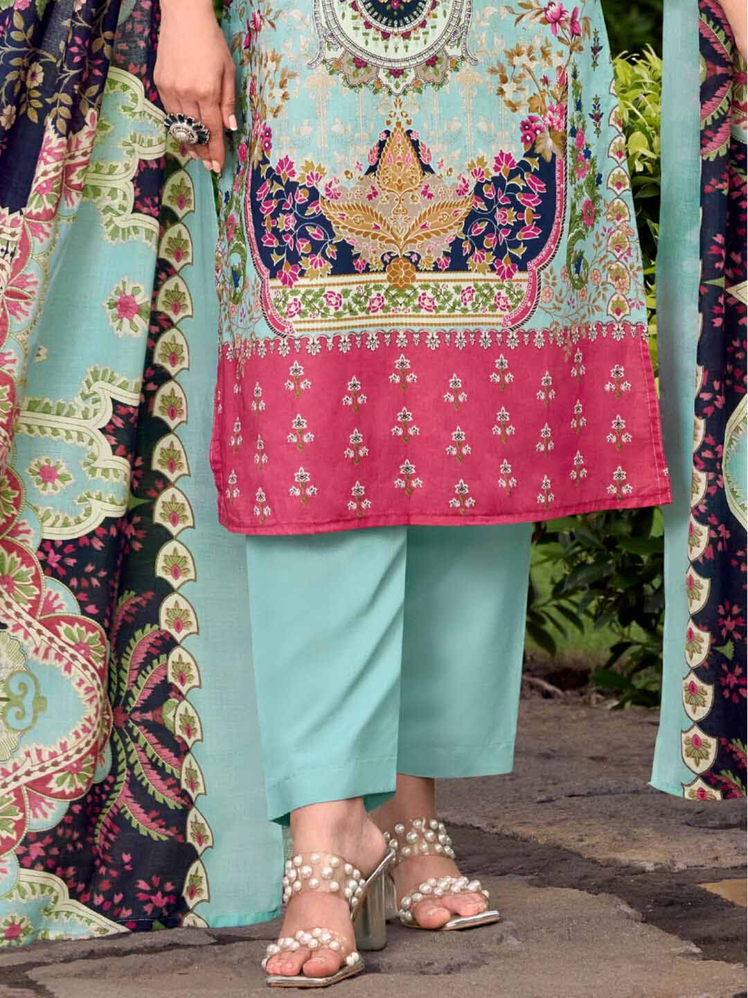 Pure Cotton Pakistani Print Unstitched Suit Dress Material with Embroidery